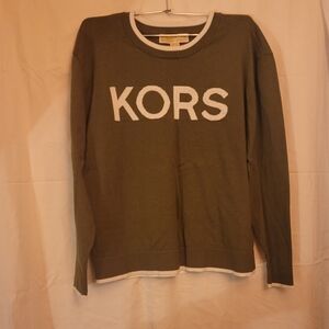Michael Kors Olive Green Sweater with White Lettering